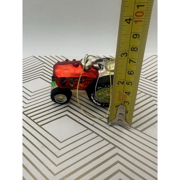 Primitives By Kathy Red Tractor Glass ORNAMENT NEW Christmas Holiday - Picture 6 of 6